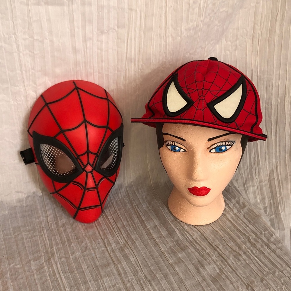 Marvel SPIDER-MAN lot of 2 baseball cap & child’s costume mask